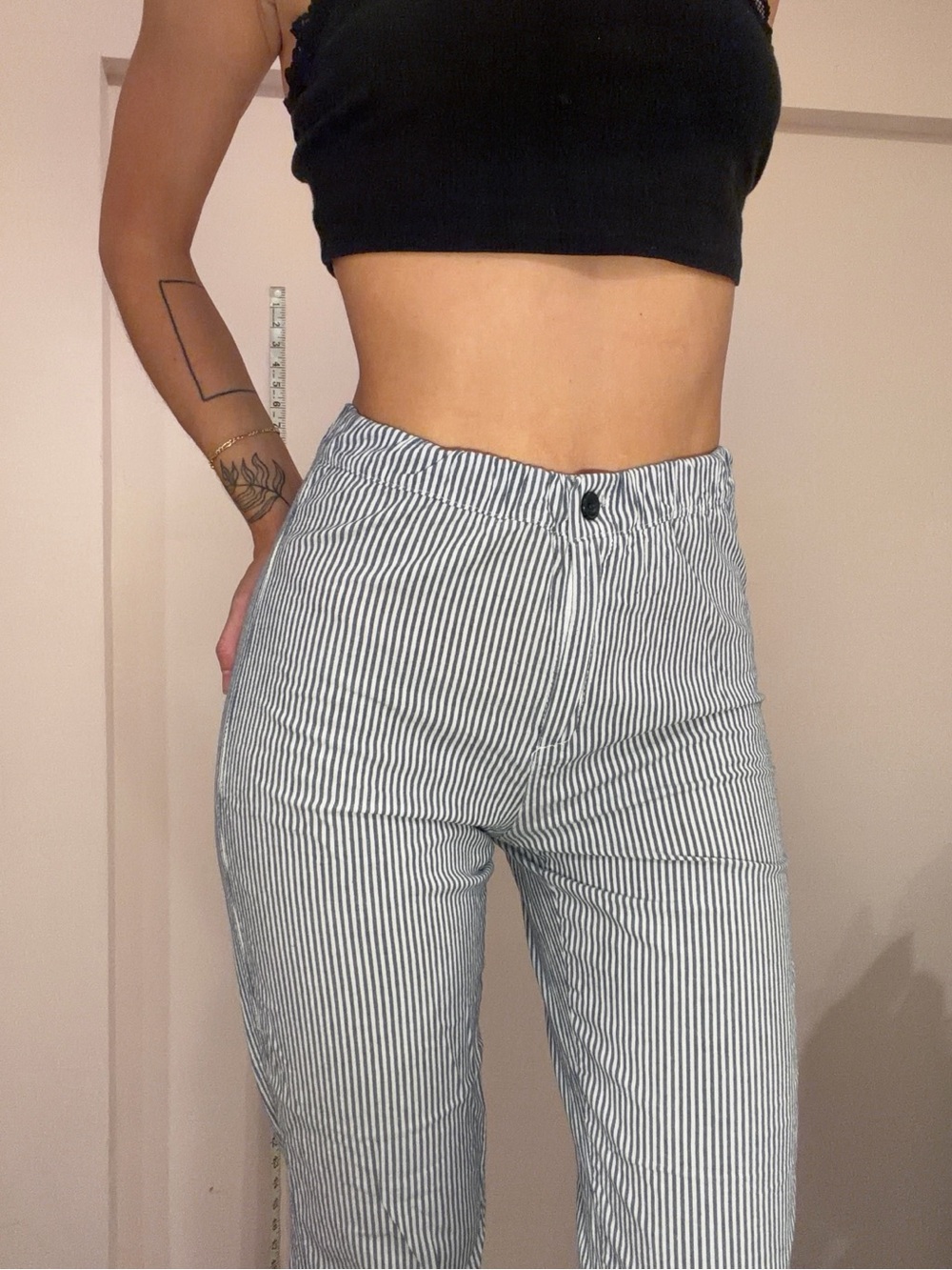 Brandy Melville Navy and White Striped Pants